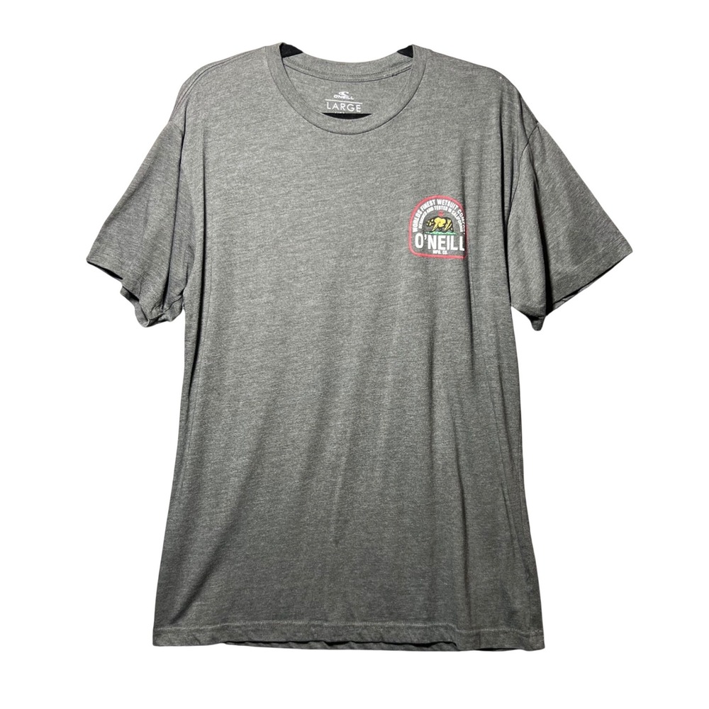 O'Neill Mens Graphic T-Shirt Large Gray California Bear Logo Modern Fit Tee